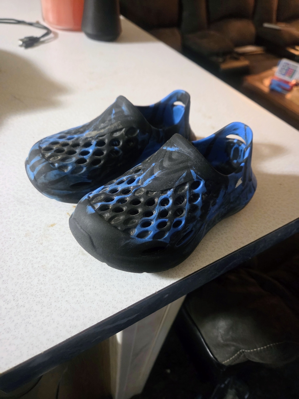 Kids Black and Blue Slip-On Water Shoes - Easy On/Off